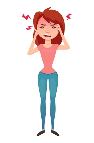 Mujer con dolor de cabeza — Vector de stock