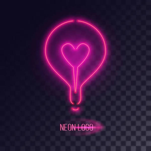 Pink neon lightbulb logo — Stock Vector