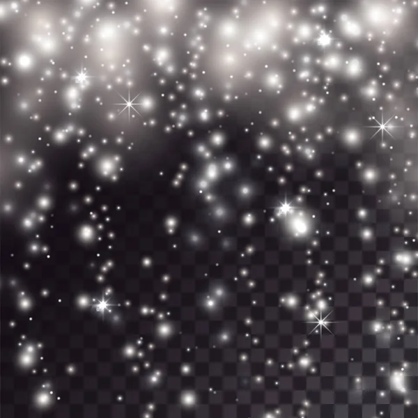 Λευκό γυαλιστερό χιόνι που υπάγονται και τα αστέρια — Διανυσματικό Αρχείο