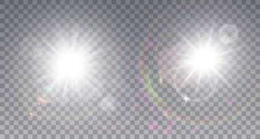 Two white sun with lens flare clipart