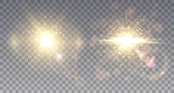 Dua ledakan bintang berkilau - Stok Vektor