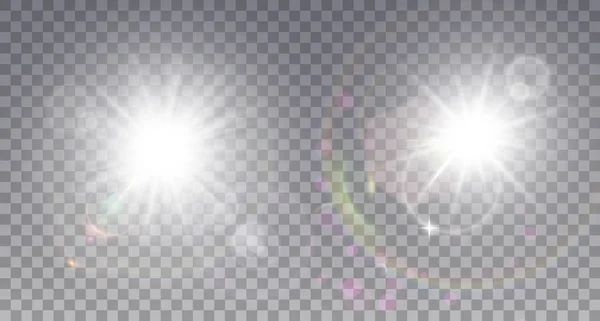 Two white sun with lens flare — Stock Vector