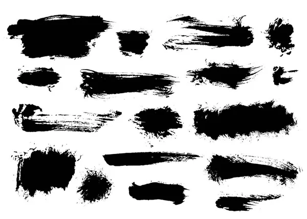 Set of shaggy different black brushstrokes — Stock Vector