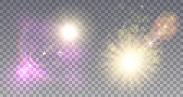 Twee heldere zonnen met lens flare — Stockvector