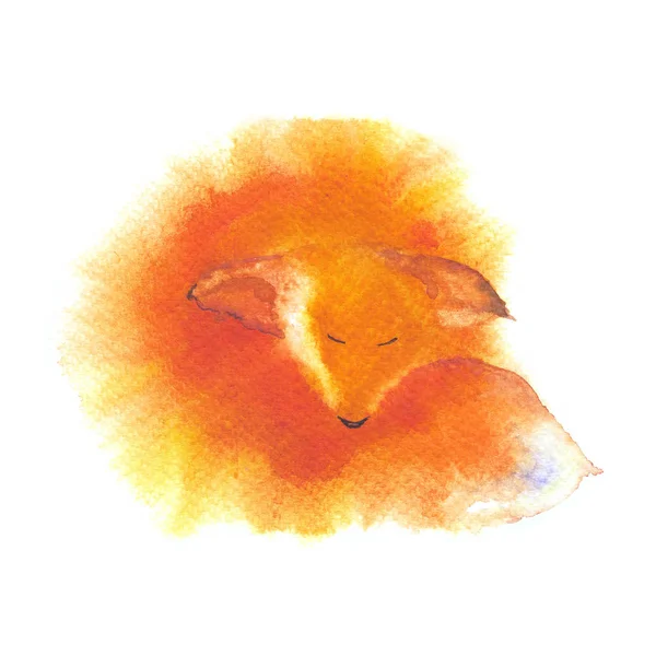 Raposa Vermelha Ilustração Aquarela Isolada Sobre Branco Pintura Original Desenhada — Fotografia de Stock