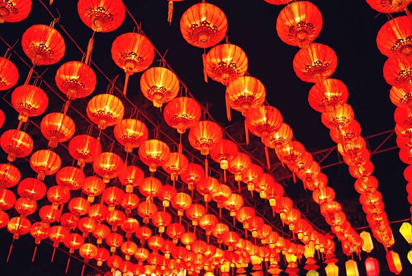 Fire lamp or floating lantern in Chinese New Year