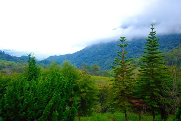 Lindas montanhas paisagem e céu com nuvens para o fundo — Fotografia de Stock