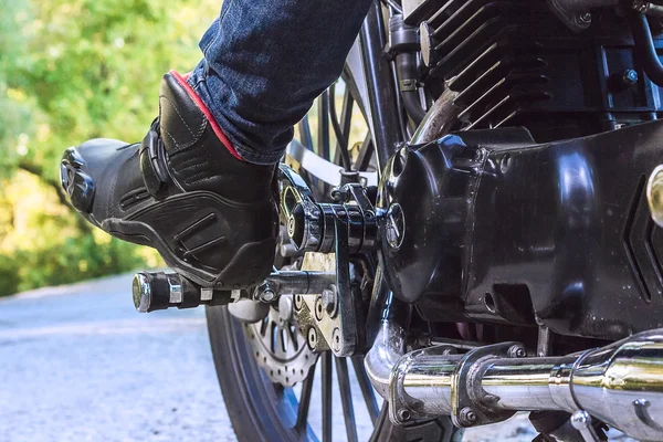 A roda dianteira de uma motocicleta . — Fotografia de Stock