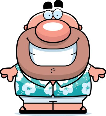 Çizgi film turist gülümseyen