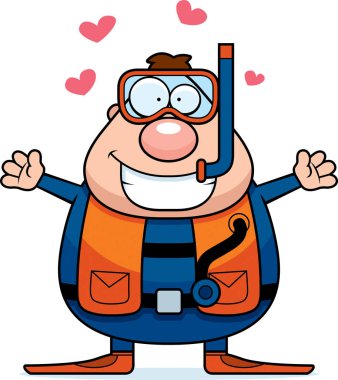 Çizgi film Scuba Diver kucaklama