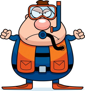 Çizgi film Scuba Diver kızgın