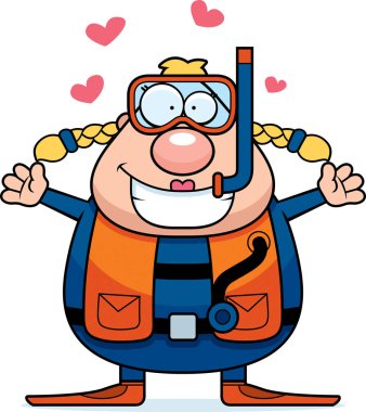 Çizgi film Scuba Diver kucaklama