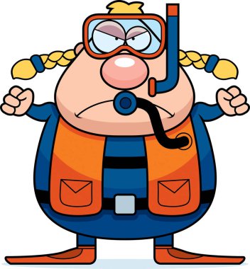 Çizgi film Scuba Diver kızgın