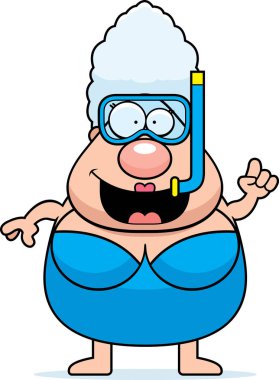 Şnorkel çizgi film kadın