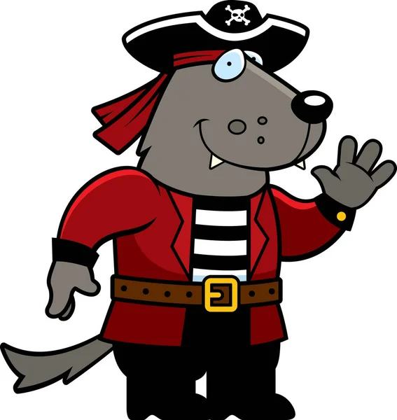 Dibujos animados Wolf Pirate — Archivo Imágenes Vectoriales