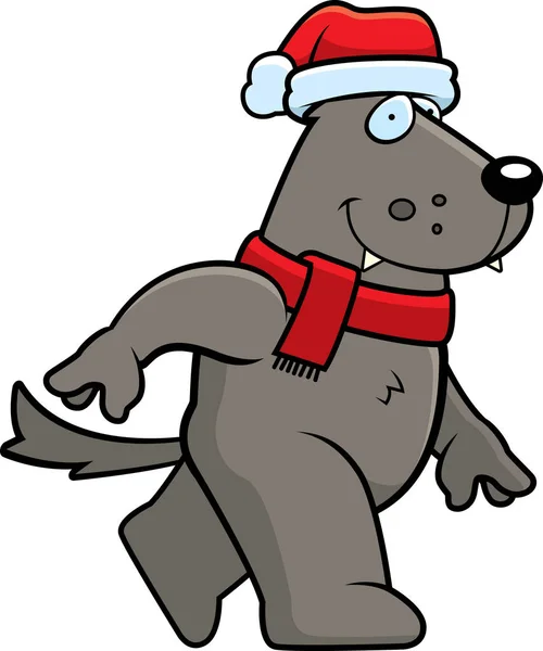 Dibujos animados Wolf Navidad — Archivo Imágenes Vectoriales