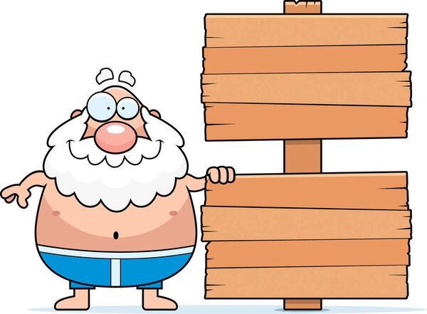 Cartoon Man Beach Sign