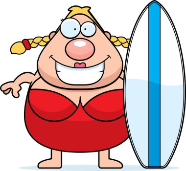 Çizgi film kadın sörf tahtası