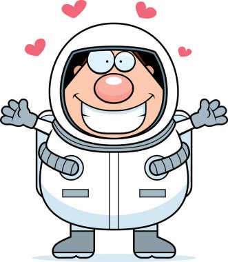 Çizgi film astronot kucaklama