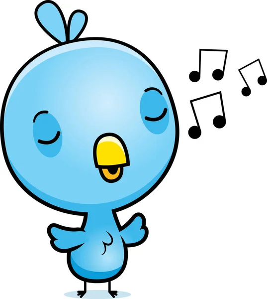 Desenhos animados Blue Bird Singing — Vetor de Stock