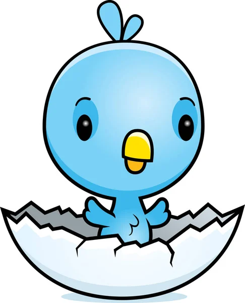 Cartoon Blue Bird Hatching — Stock Vector