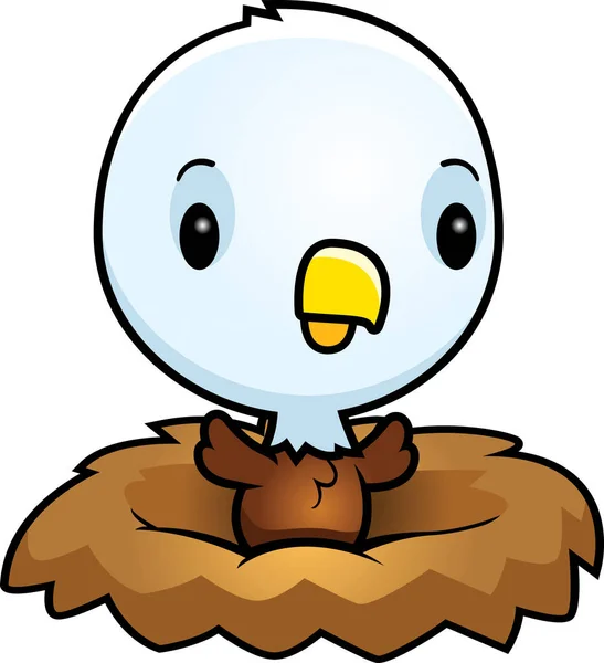 Cartoon Baby Eagle Nest — Stock Vector