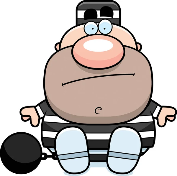 Cartoon Prigioniero seduto — Vettoriale Stock