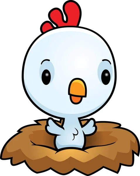 Cartoon Baby Rooster Nest — Stock Vector