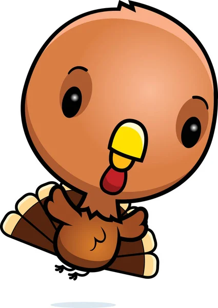 Cartoon Baby Turkey Flying — Stock Vector