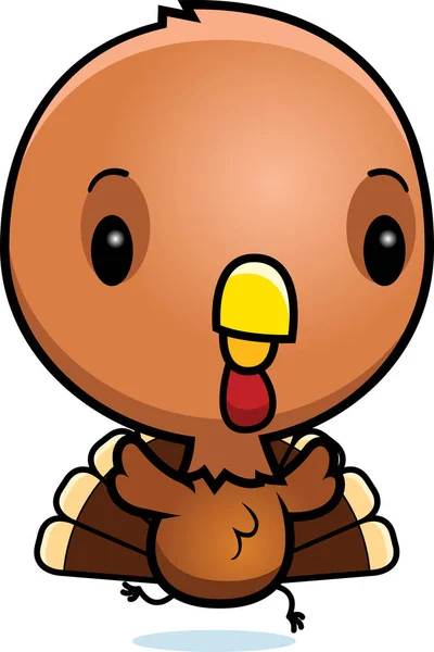 Cartoon Baby Turkey Running — Stock Vector