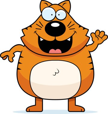 Karikatür kedi sallayarak