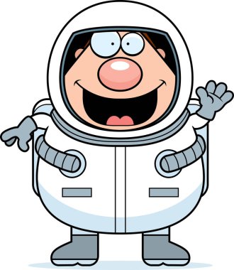 Çizgi film astronot sallayarak