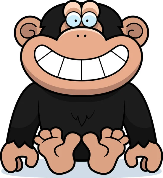 Chimpancé de dibujos animados sentado — Vector de stock