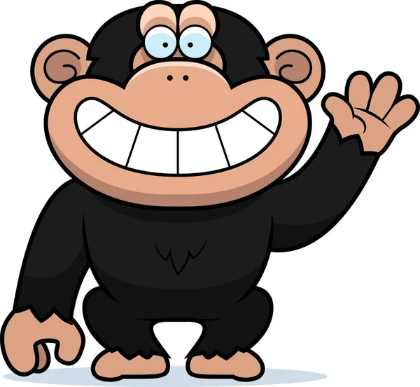 Chimpanzé dos desenhos animados acenando — Vetor de Stock