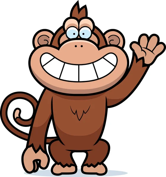 Cartoon Monkey Waving — Stock Vector