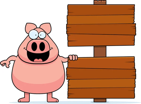 Signo de cerdo de dibujos animados — Vector de stock
