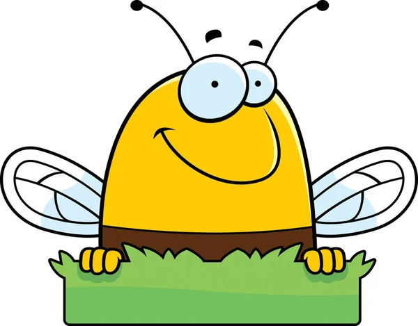 Cartoon Bee gräs tecken — Stock vektor