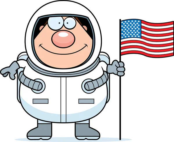 Dessin animé astronaute USA Drapeau — Image vectorielle