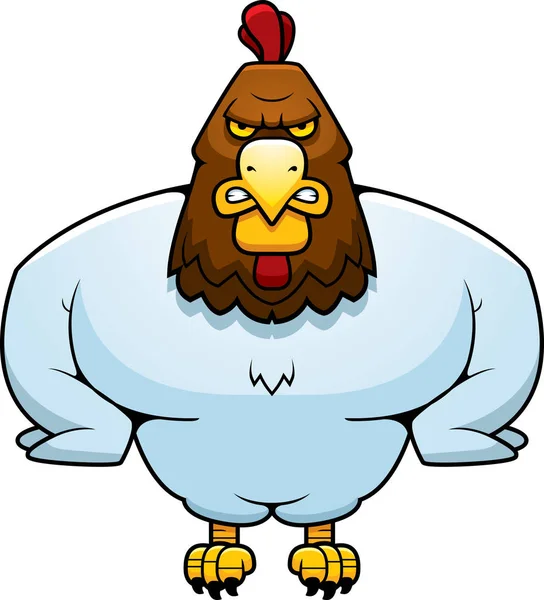 Kartun Muscular Rooster - Stok Vektor