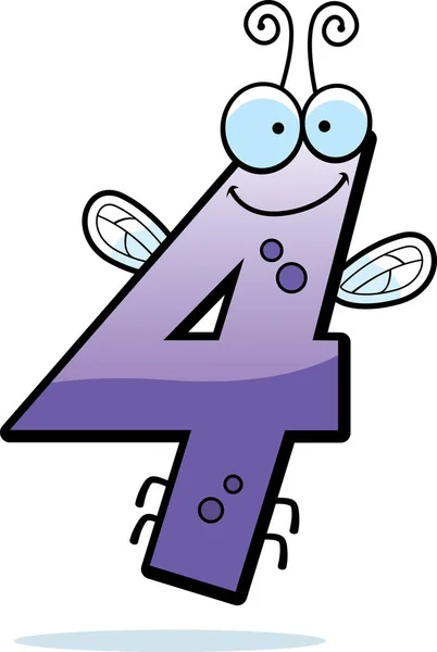 Desenhos animados Número Quatro Bug — Vetor de Stock