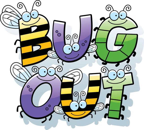 Caricatura Bug Out texto — Vector de stock