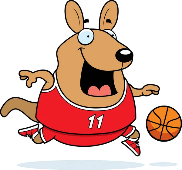 Cartoon Wallaby Basketball — Stock Vector