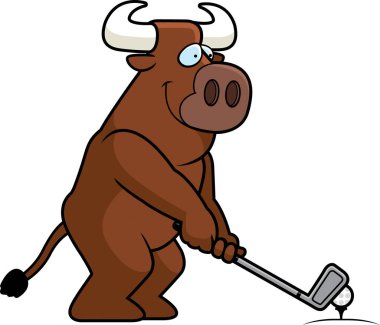 Golf oynamaya boğa karikatür