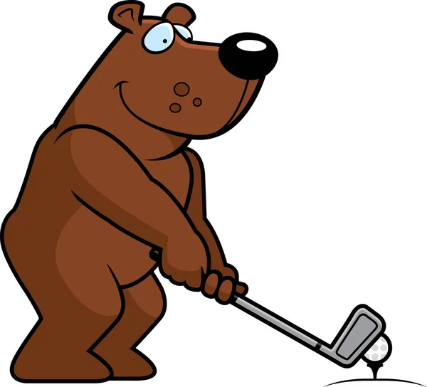 打高尔夫球的卡通熊 — 图库矢量图片