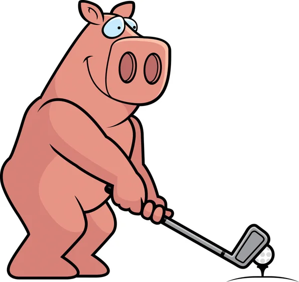 Desenhos animados Porco Golfe — Vetor de Stock