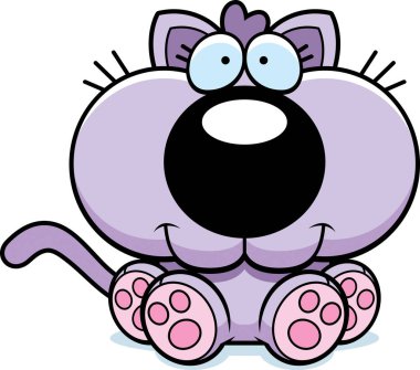 Karikatür kedi yavrusu oturma