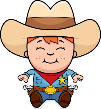 Küçük kovboy oturan