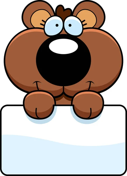 Caricatura oso Cub signo — Vector de stock