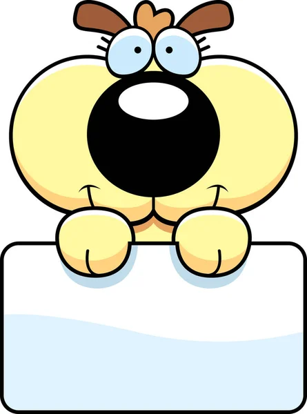Γελοιογραφία κουτάβι σκύλο πινακίδα — Διανυσματικό Αρχείο