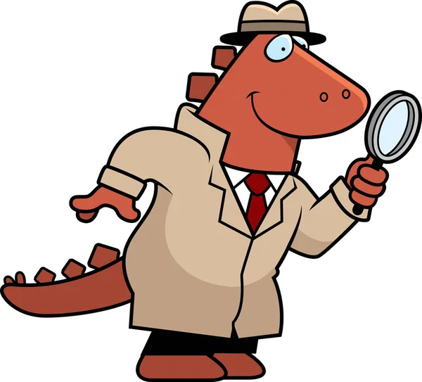 Γελοιογραφία δεινόσαυρος ντετέκτιβ — Διανυσματικό Αρχείο